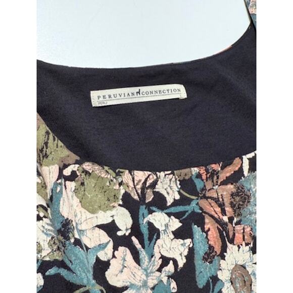 Peruvian Connection Floral Sleeveless Midi Dress Pima Cotton Modal Size Large - Picture 3 of 8